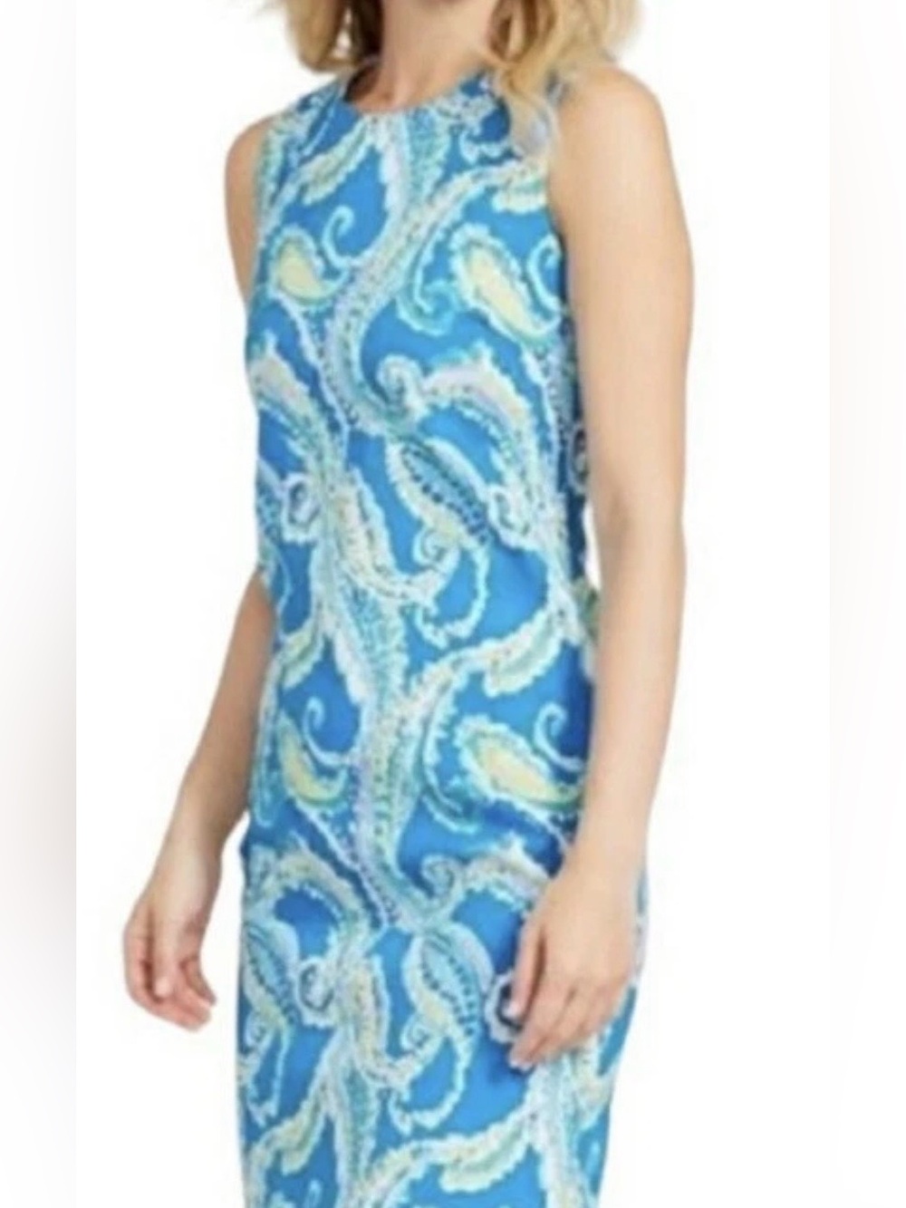 J.McLaughlin Women’s Belinda Blue Watercolor Paisley Sheath Dress Size 6